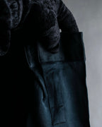 "CHANEL" Coco mark button design black glossy shirt