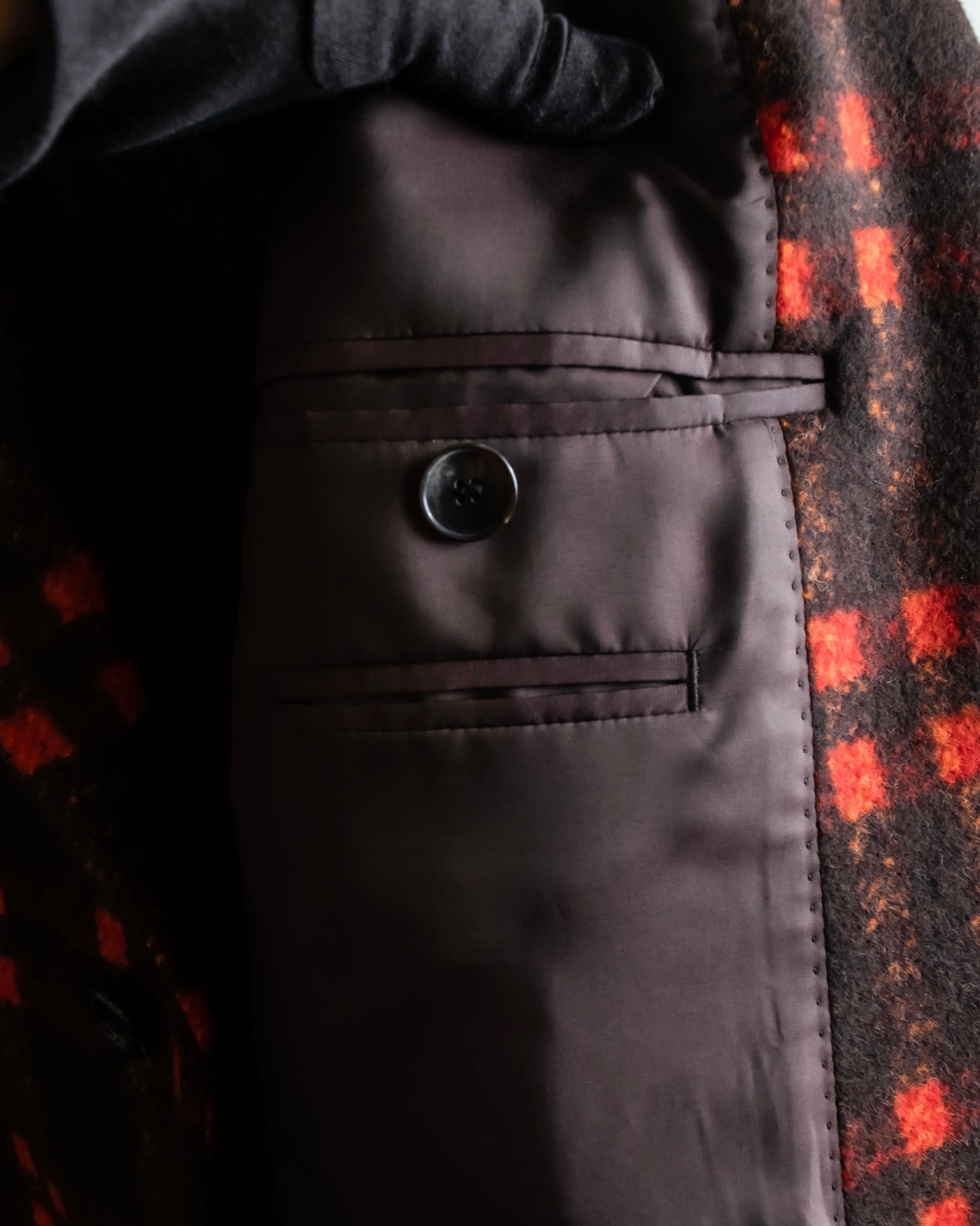 "HUGO BOSS" Plaid brushed wool tailored coat