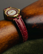 "GUCCI" 80's-90's Sherry line web stripe round watch with roman dial