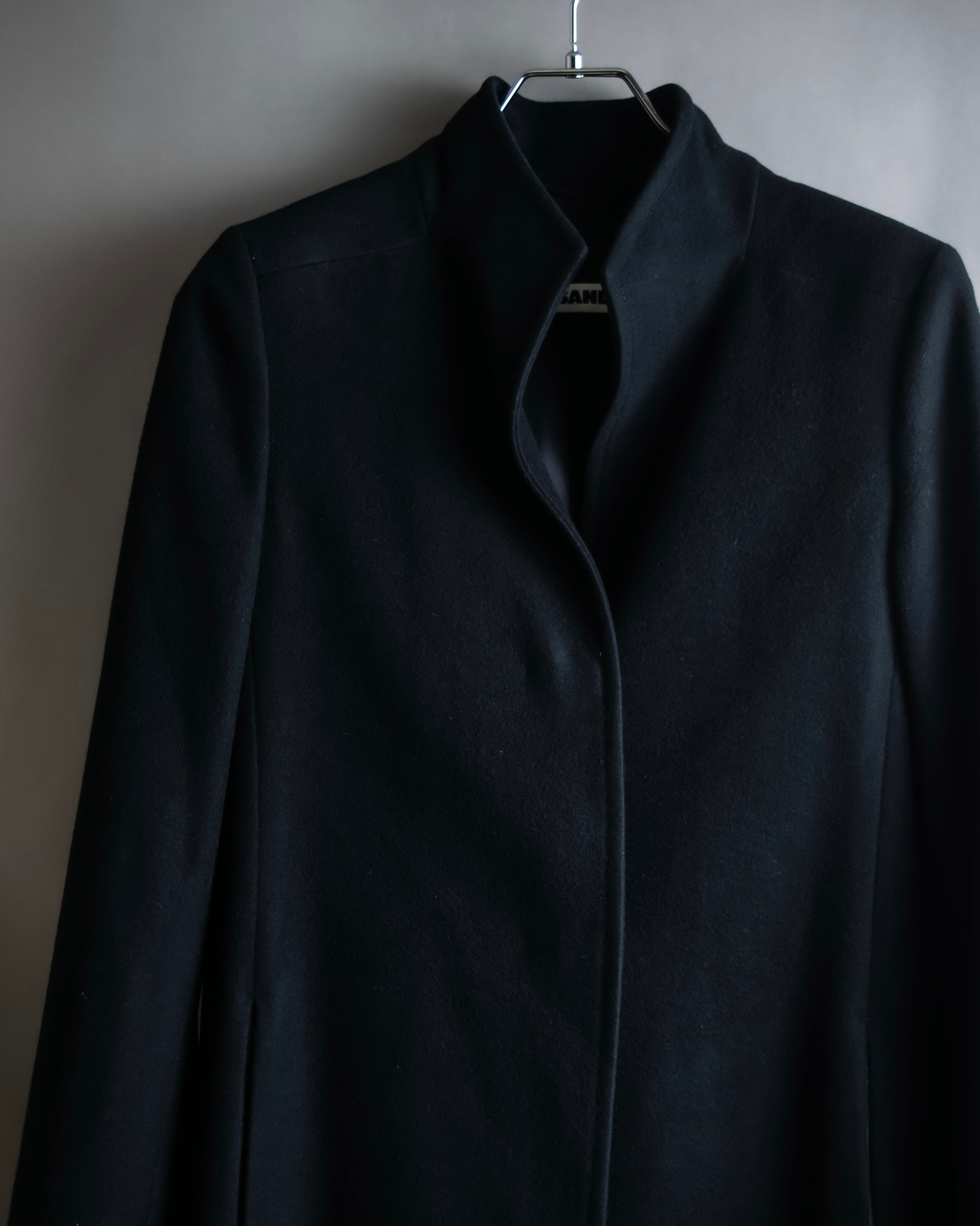 "JIL SANDER" 100% cashmere straight line stand collar coat