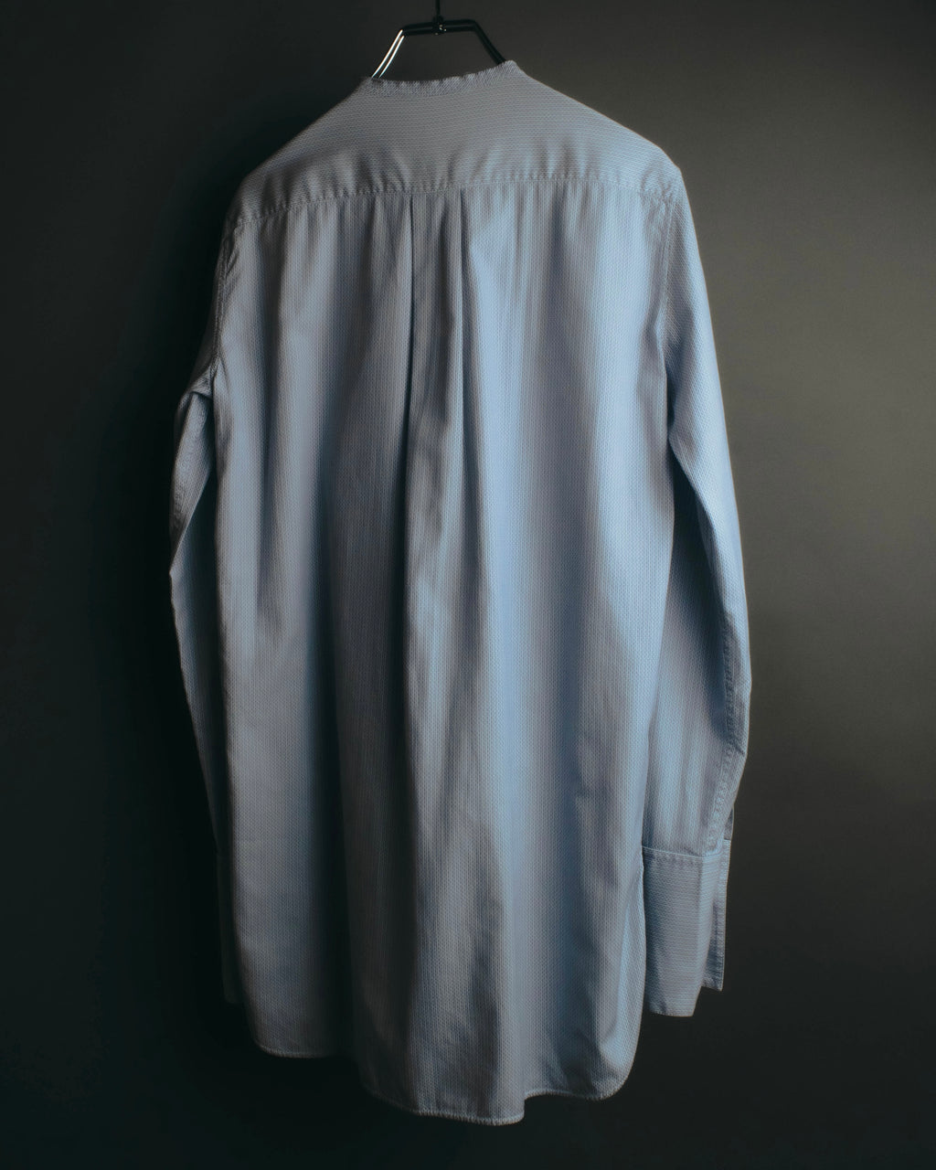 "CÉLINE" 10's Textured cotton collarless tunic shirt