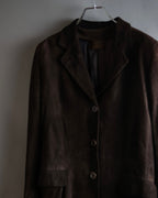 "LOEWE" 80's flowing line suede leather chester coat