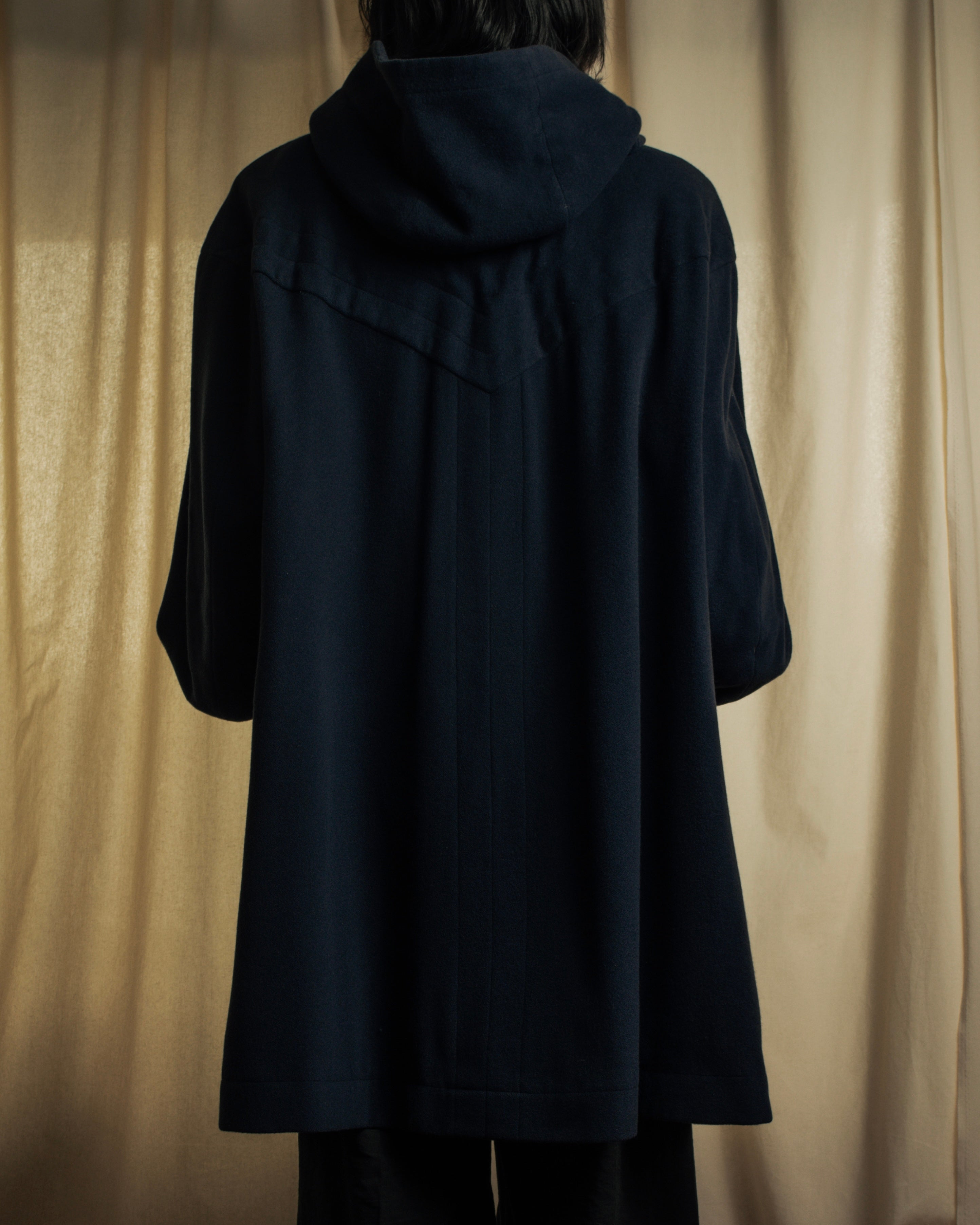 "YVES SAINT LAURENT" Metal toggle design melton wool duffel coat