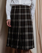 "BURBERRY" Brown tartan check pleated wrap skirt