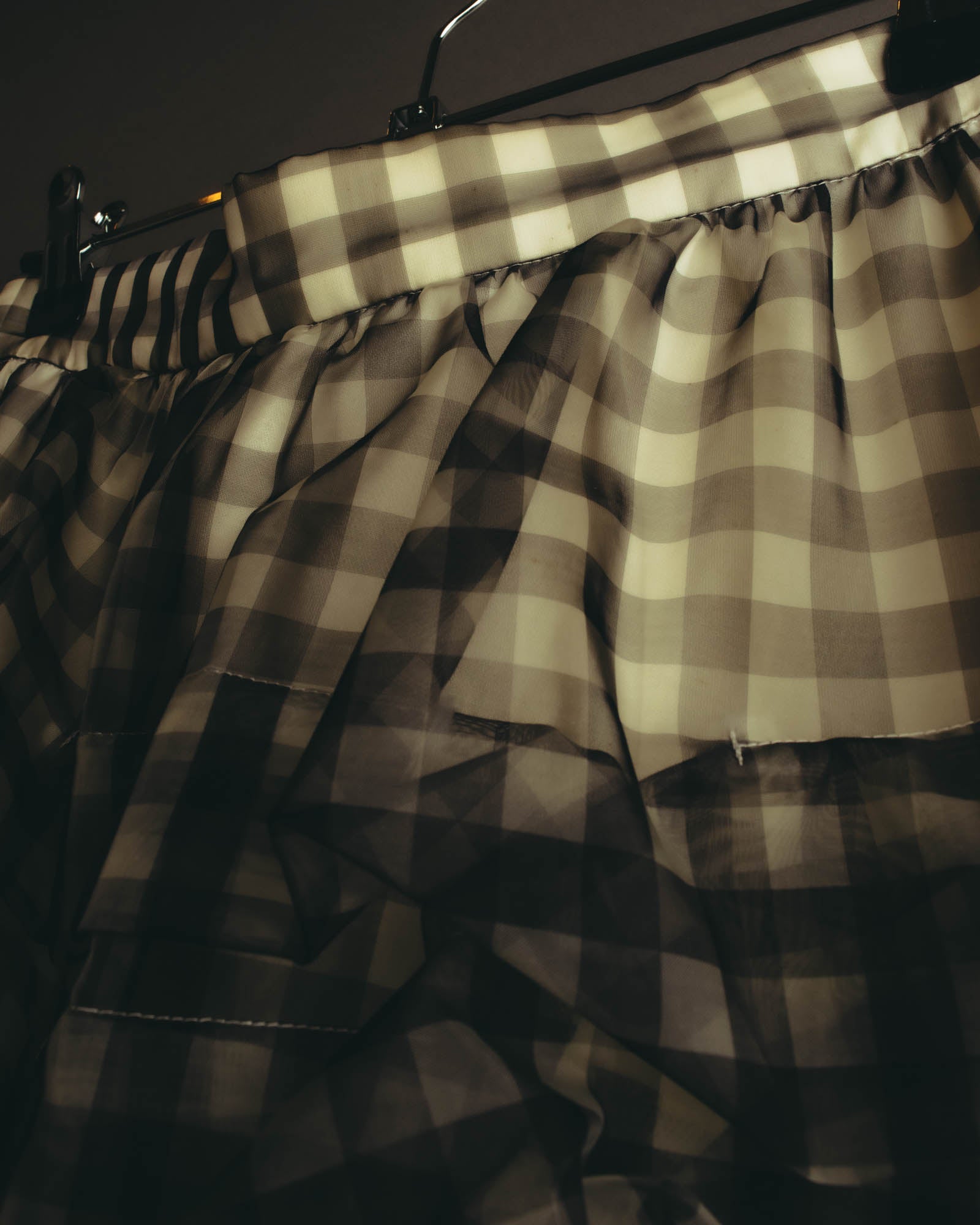 -SPECIAL- "tricot COMME des GARÇONS" 07SS Gingham check sheer tiered ruffle skirt