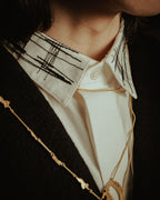 –SPECIAL– "Dior" 2024SS Embroidered grid-collar fly-front shirt