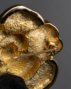 "Christian Dior" Flower motif gold brooch