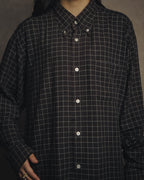 -SPECIAL- “HERMES” 90’s-00’s Windowpane checked sellier button shirt