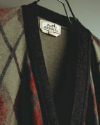 –SPECIAL– "Hermès" 90's-00's Plaid cashmere cardigan