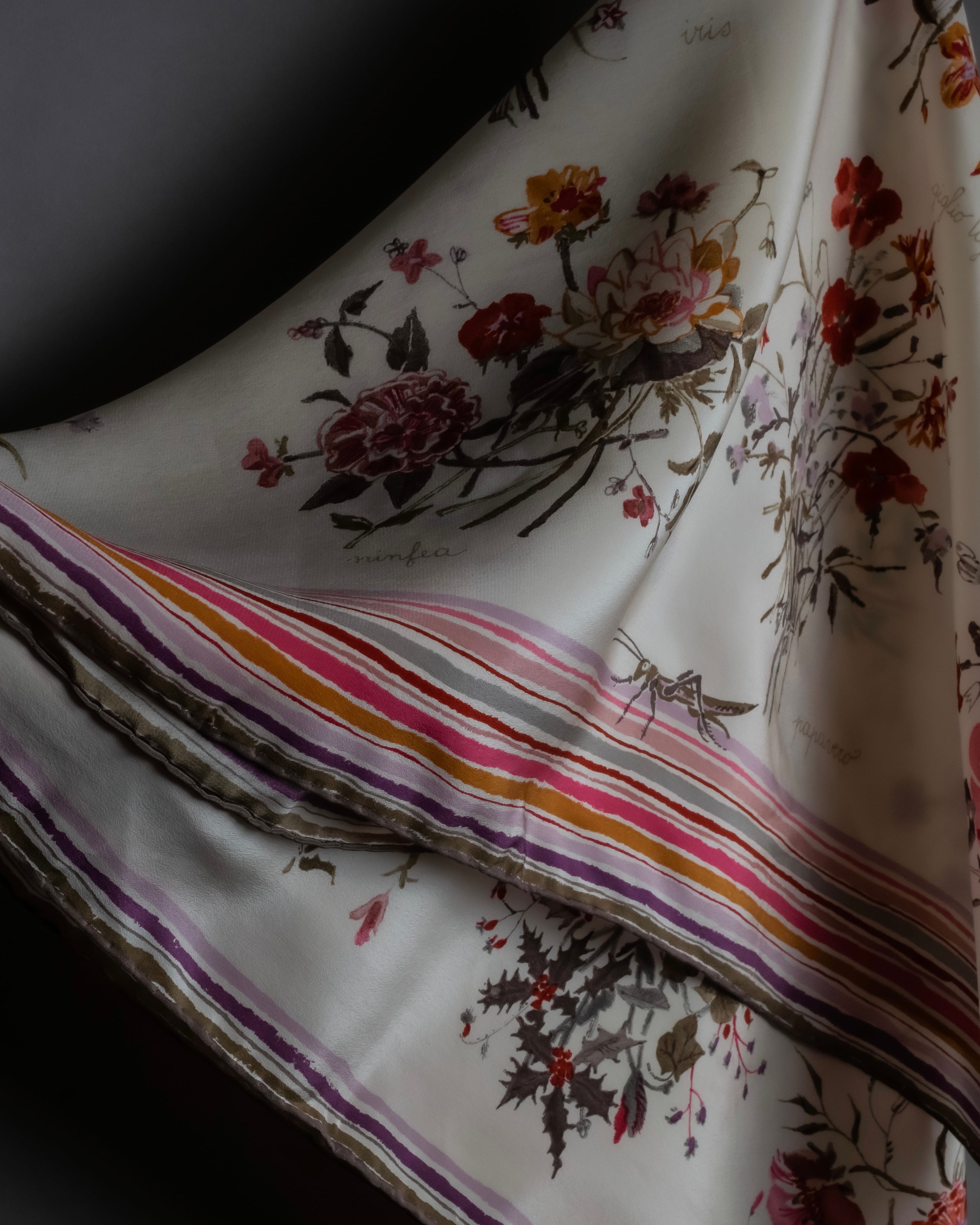 “GUCCI” Botanical printed silk scarf