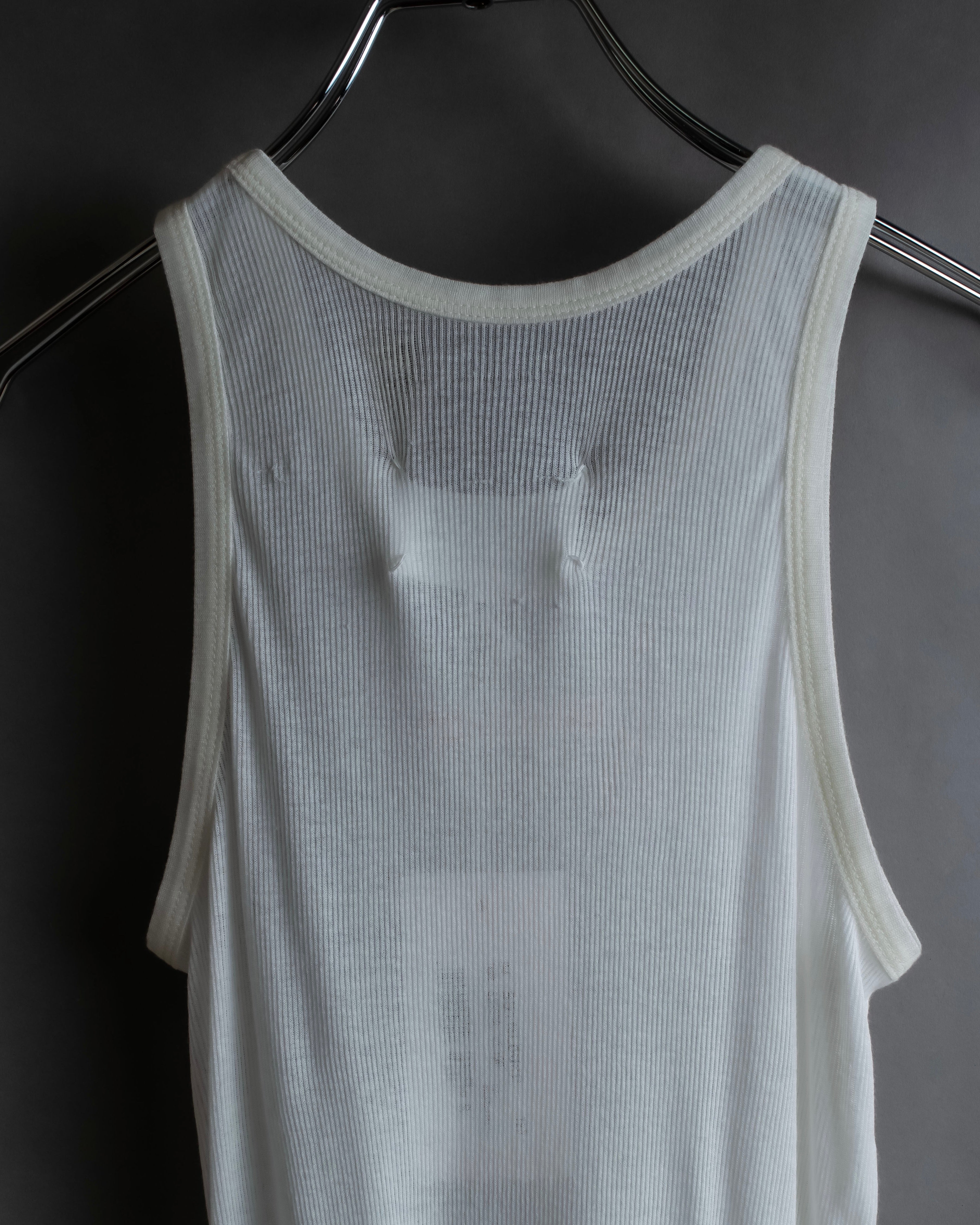 "MAISON MARGIELA" Stitch design net sheer tank top