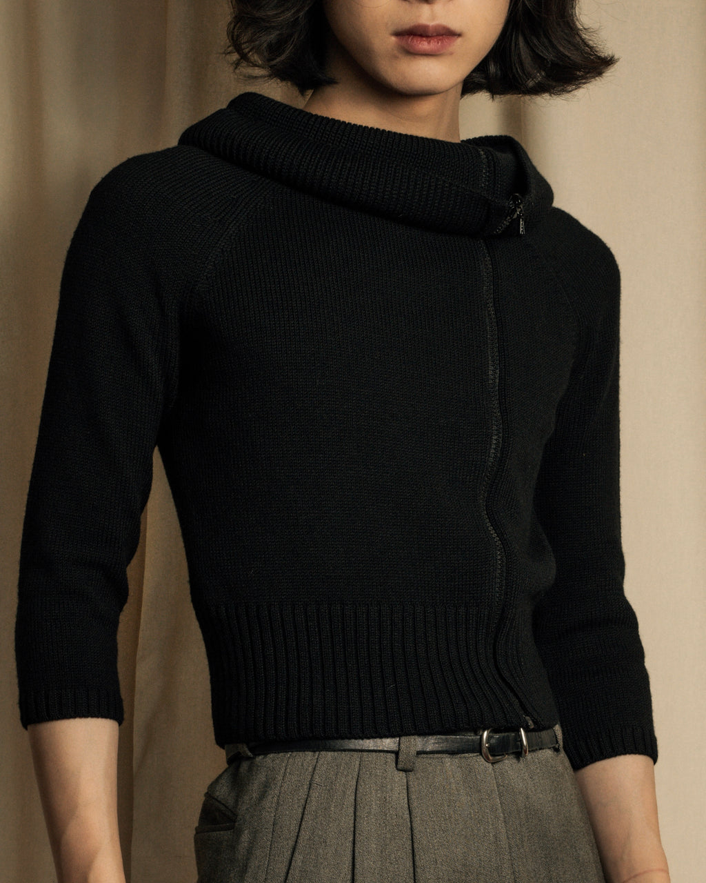 "FENDI" Raglan sleeves short length zip-up knit