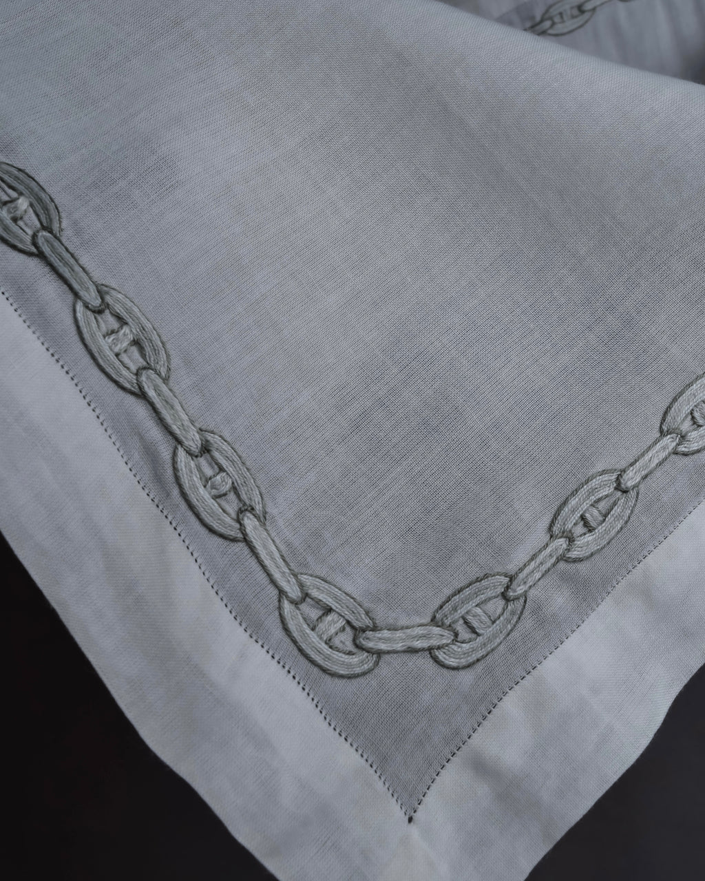 "HERMES" Embroidered knot border cotton scarf