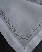"HERMES" Embroidered knot border cotton scarf