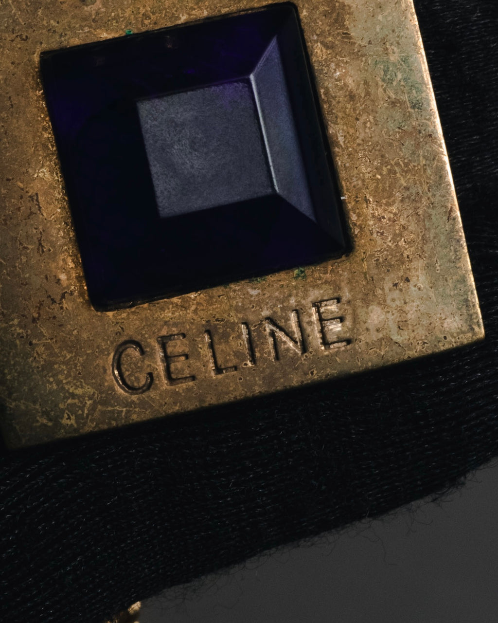 "CELINE" 80’s-90’s square stone pendant charm