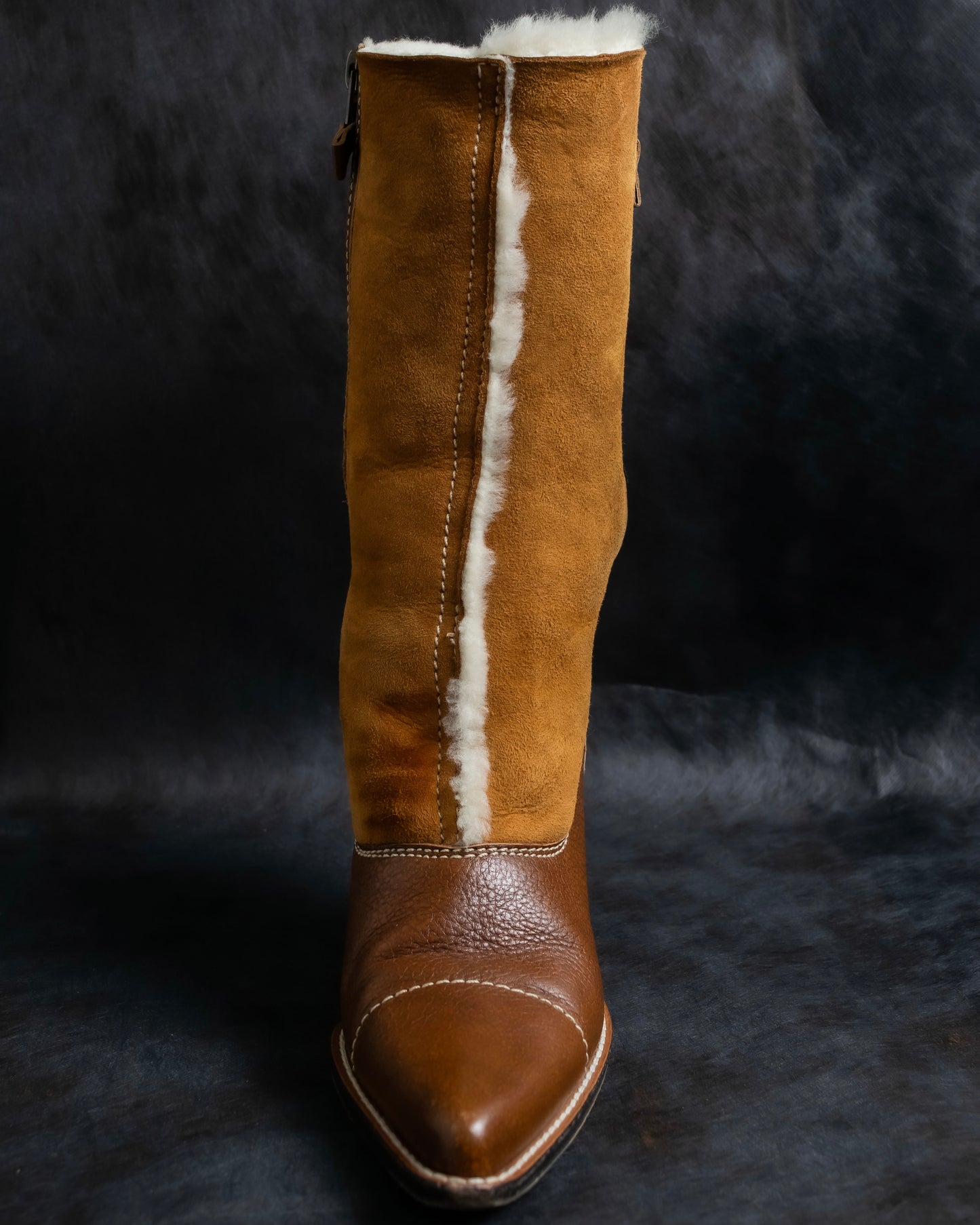 "MIU MIU" Armando toe inner fur design long boots