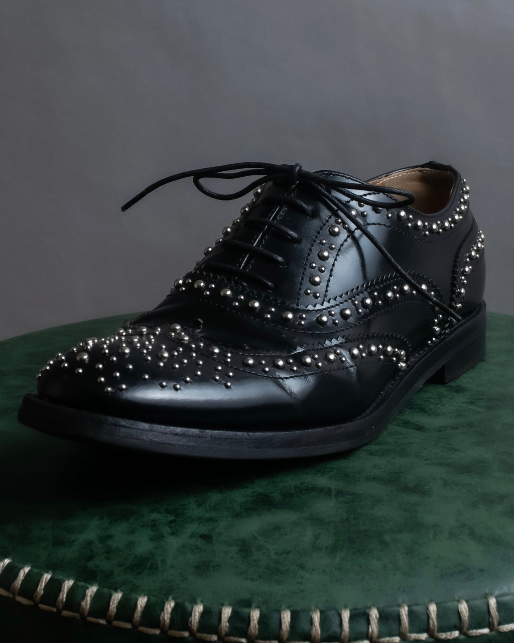 "Church's" Silver stud design wingtip derby shoes