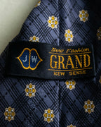 "Vintage check &amp; floral pattern silk neck tie"