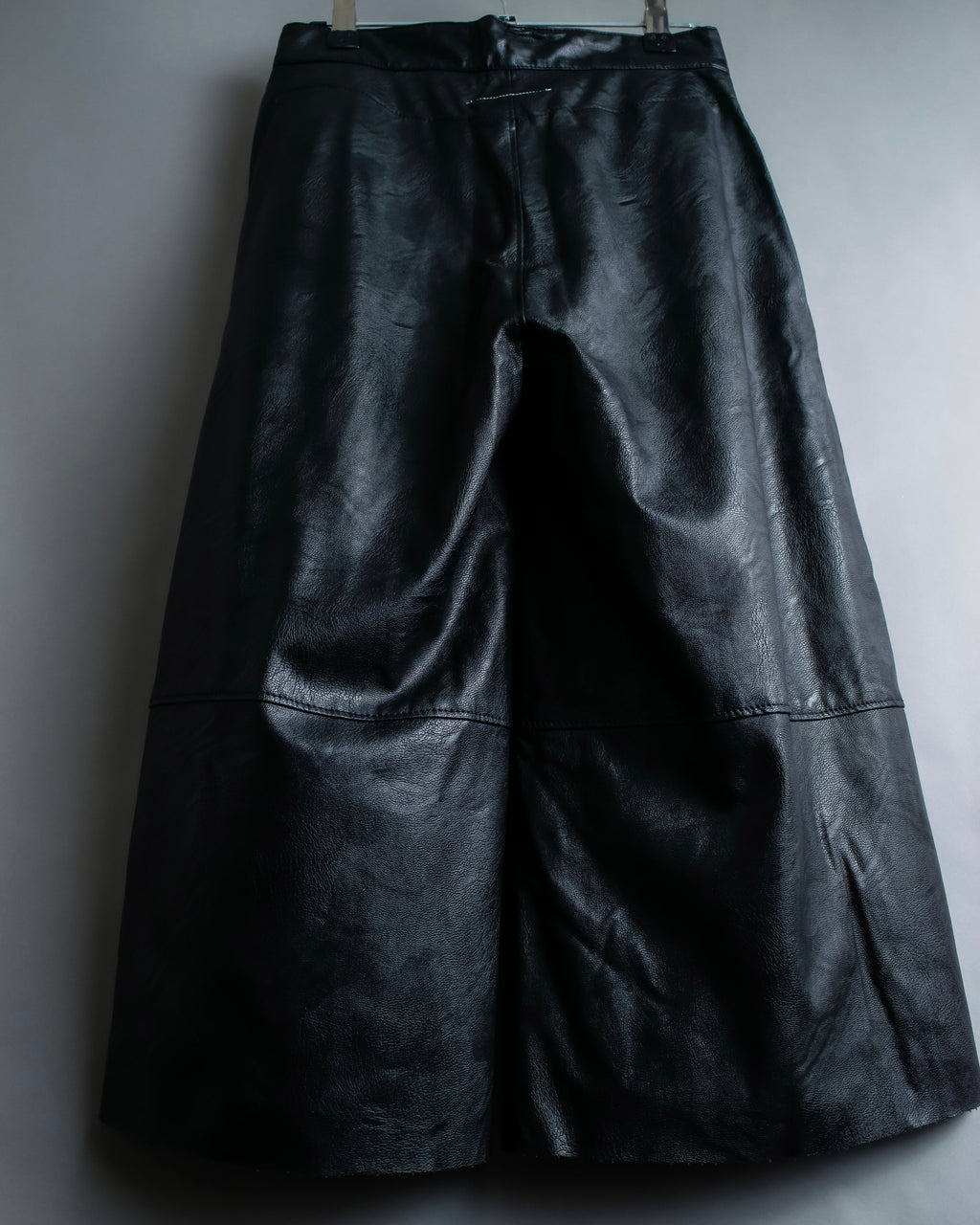 "MM6" Synthetic Leather Cut-Out Design Shorts