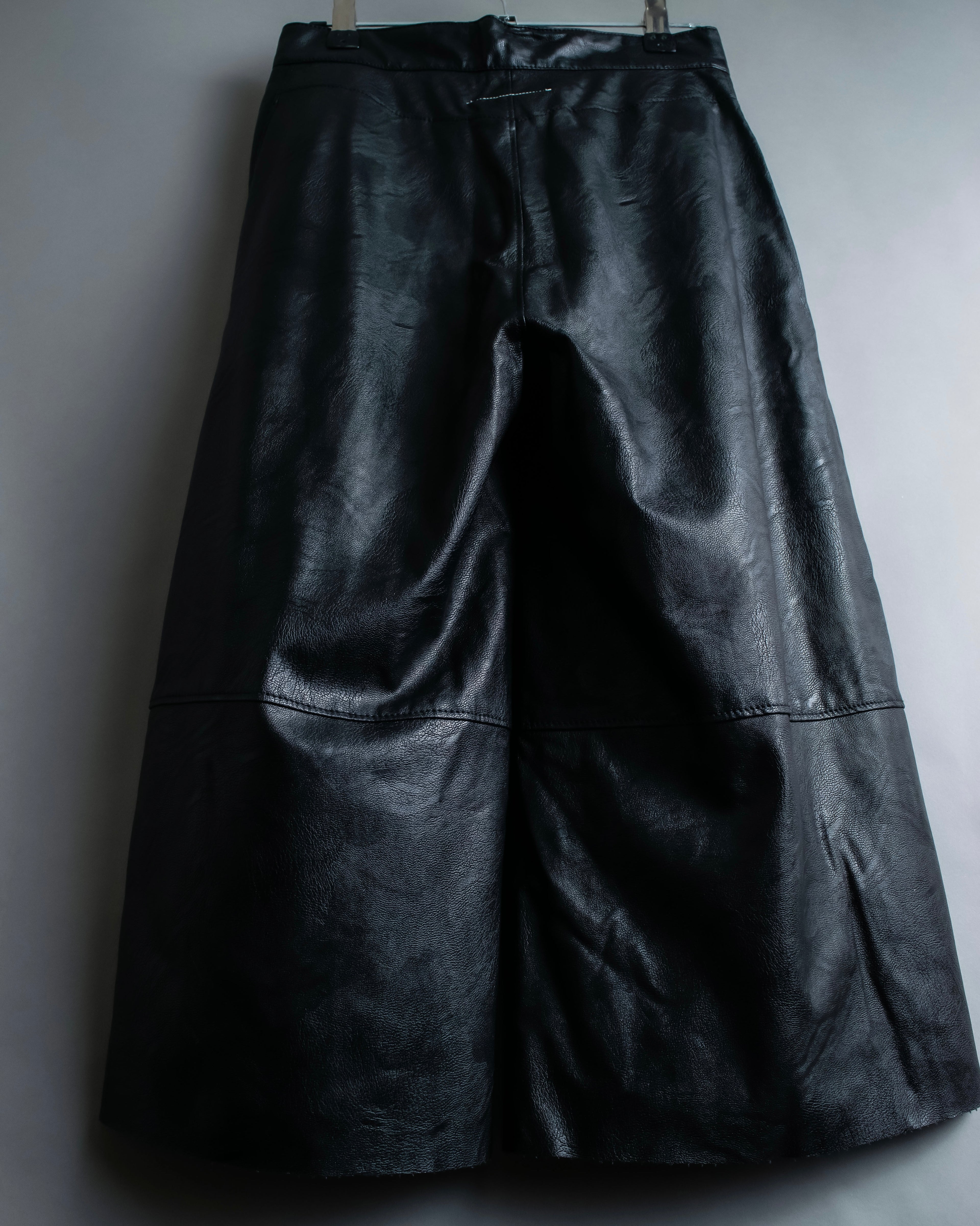 "MM6" Synthetic Leather Cut-Out Design Shorts