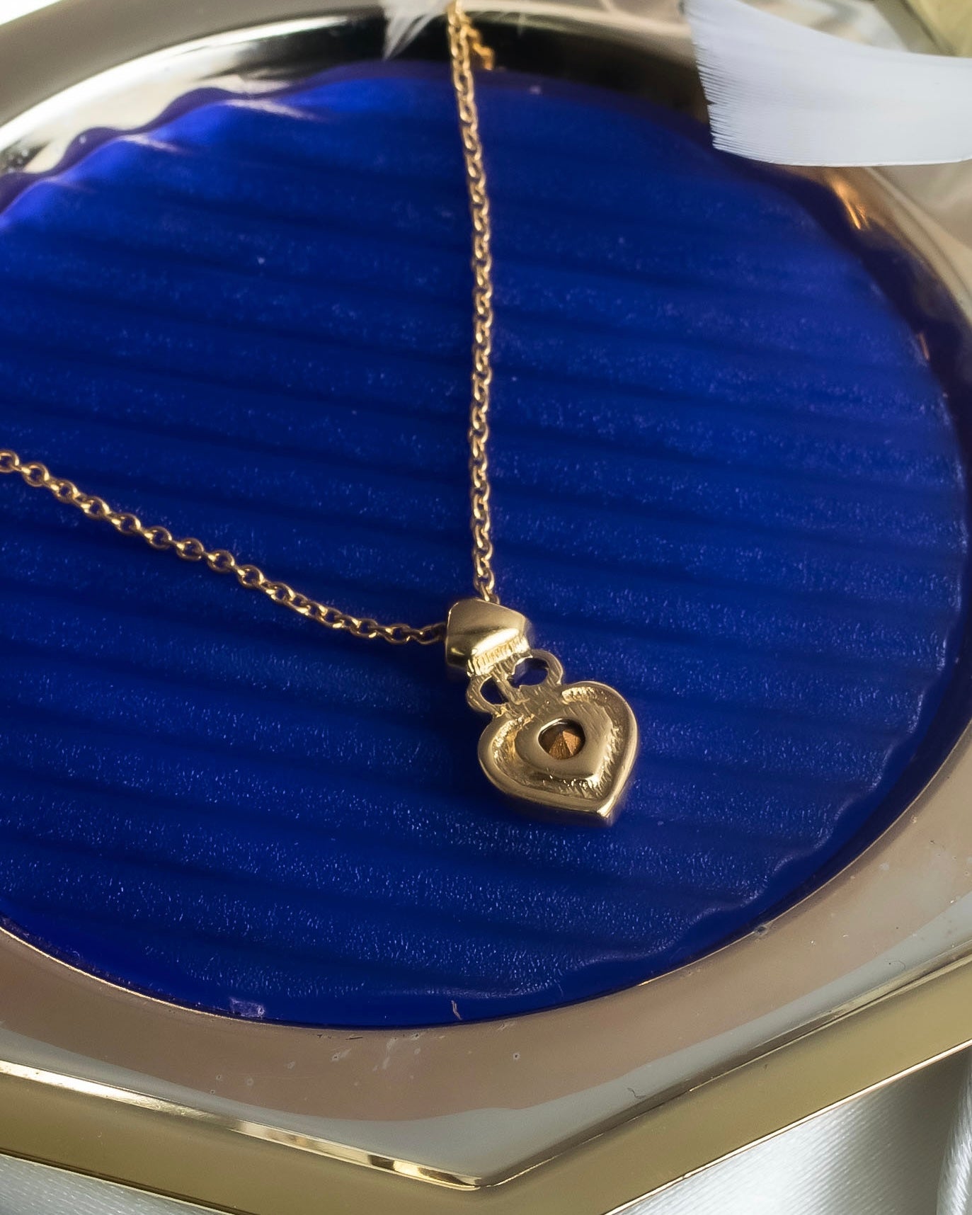 "Christian Dior" Heart motif zirconia gold pendant