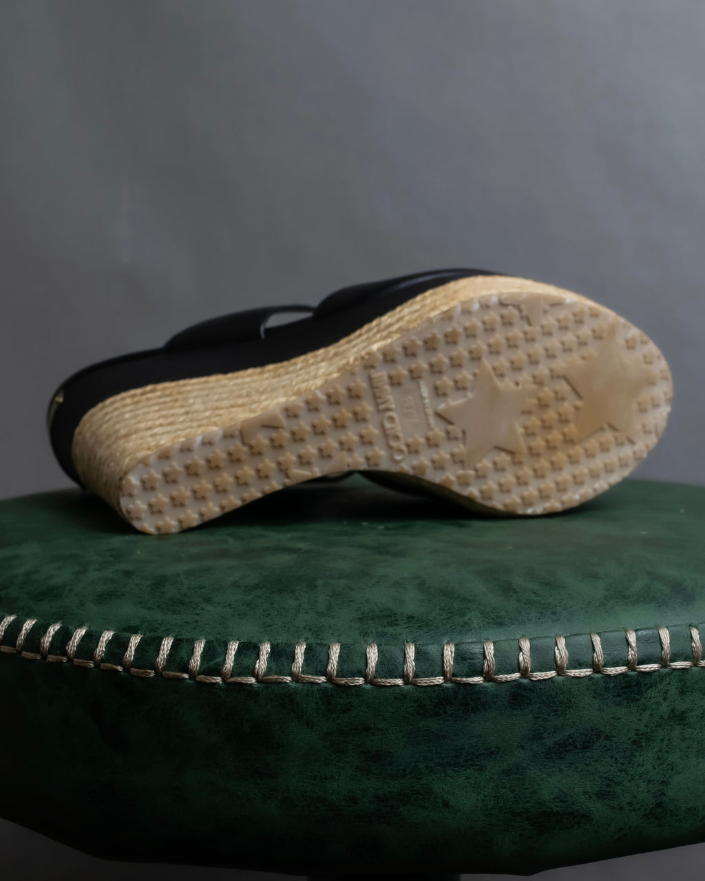 "Jimmy Choo" Leather combination wedge sole heel sandals