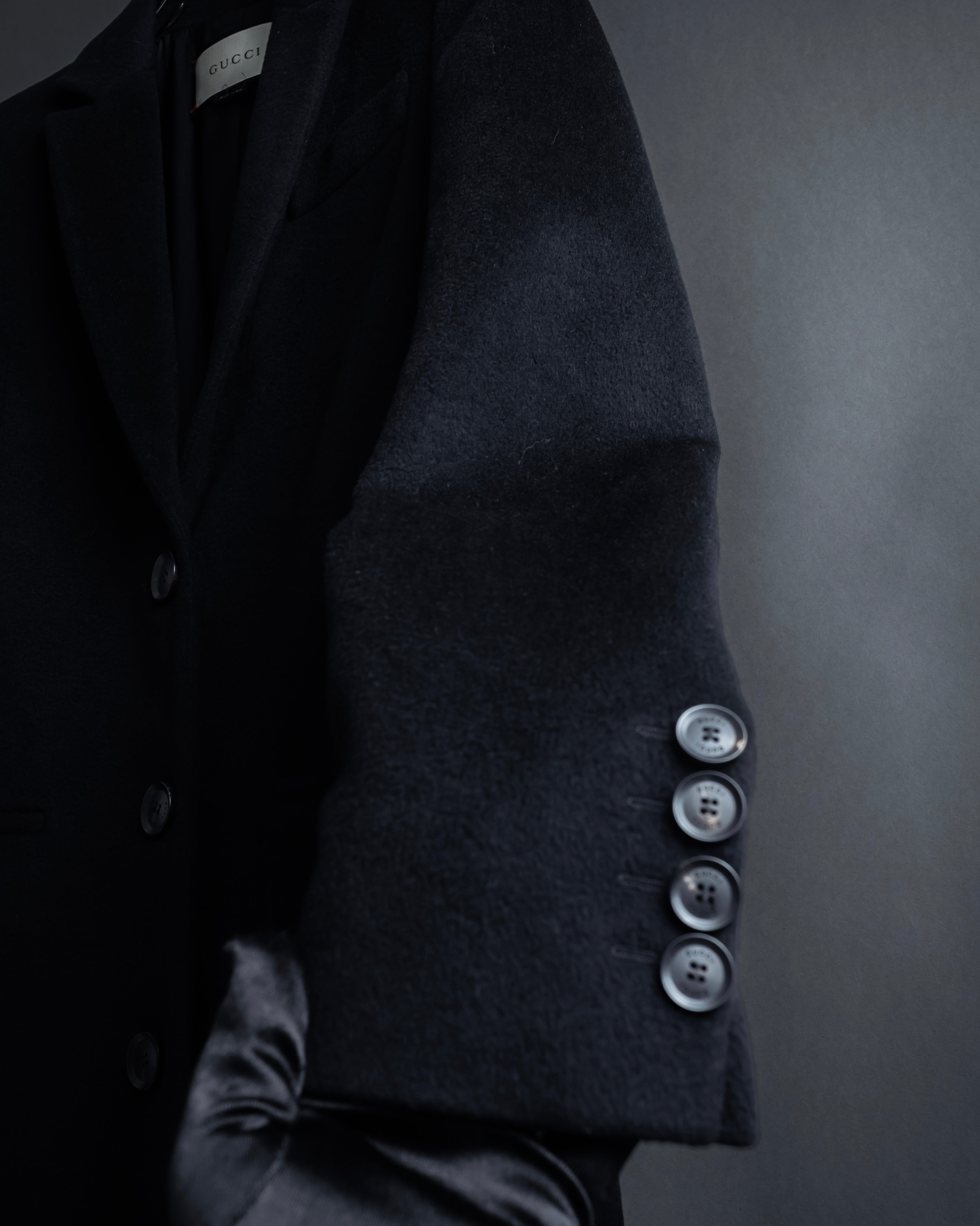 "GUCCI" Michele period linear silhouette wool chester coat