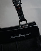 “Salvatore Ferragamo” 90’s-00’s Sculptural suede frame bag