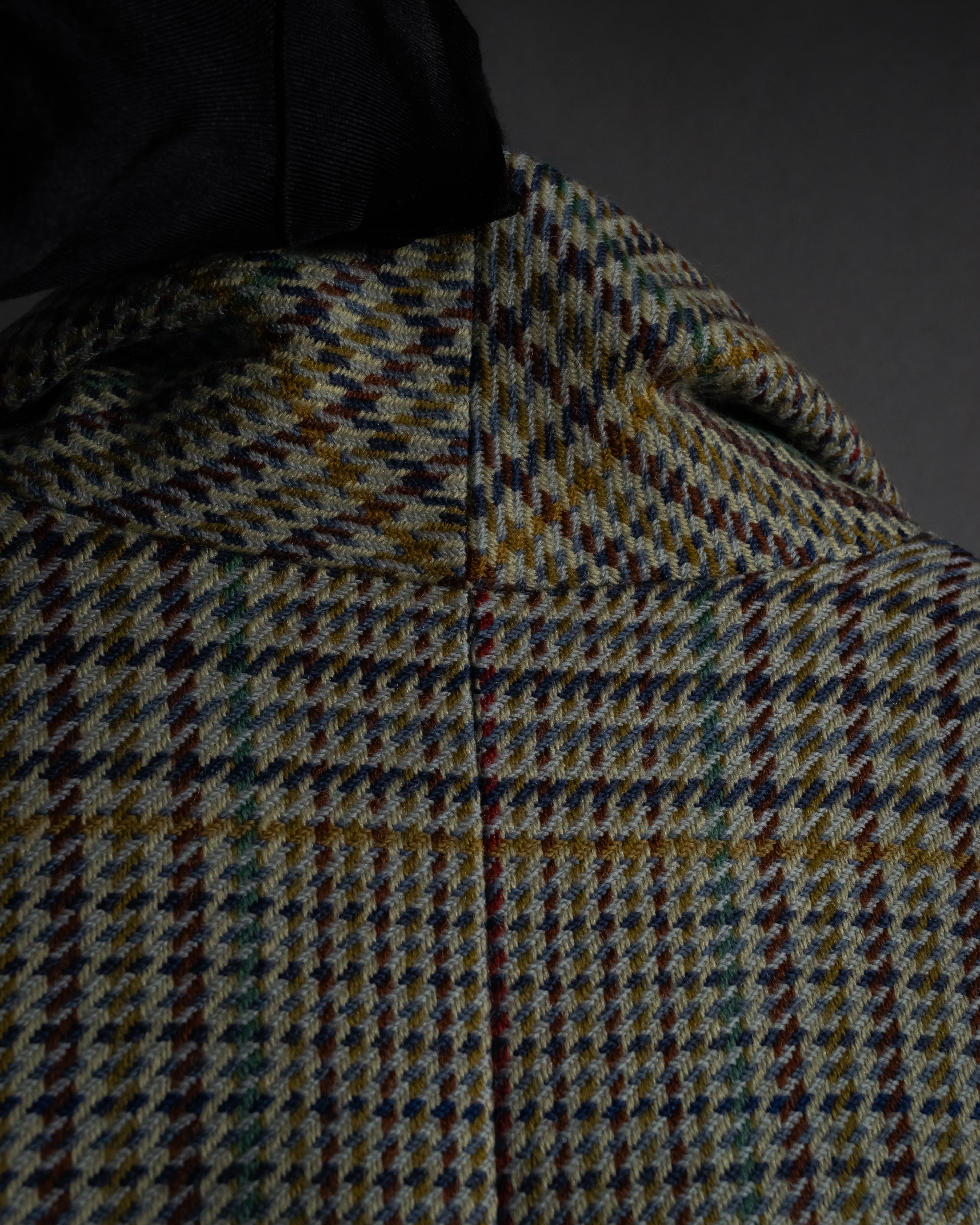 "CELINE" 90’s–00’s checked velvet collar coat