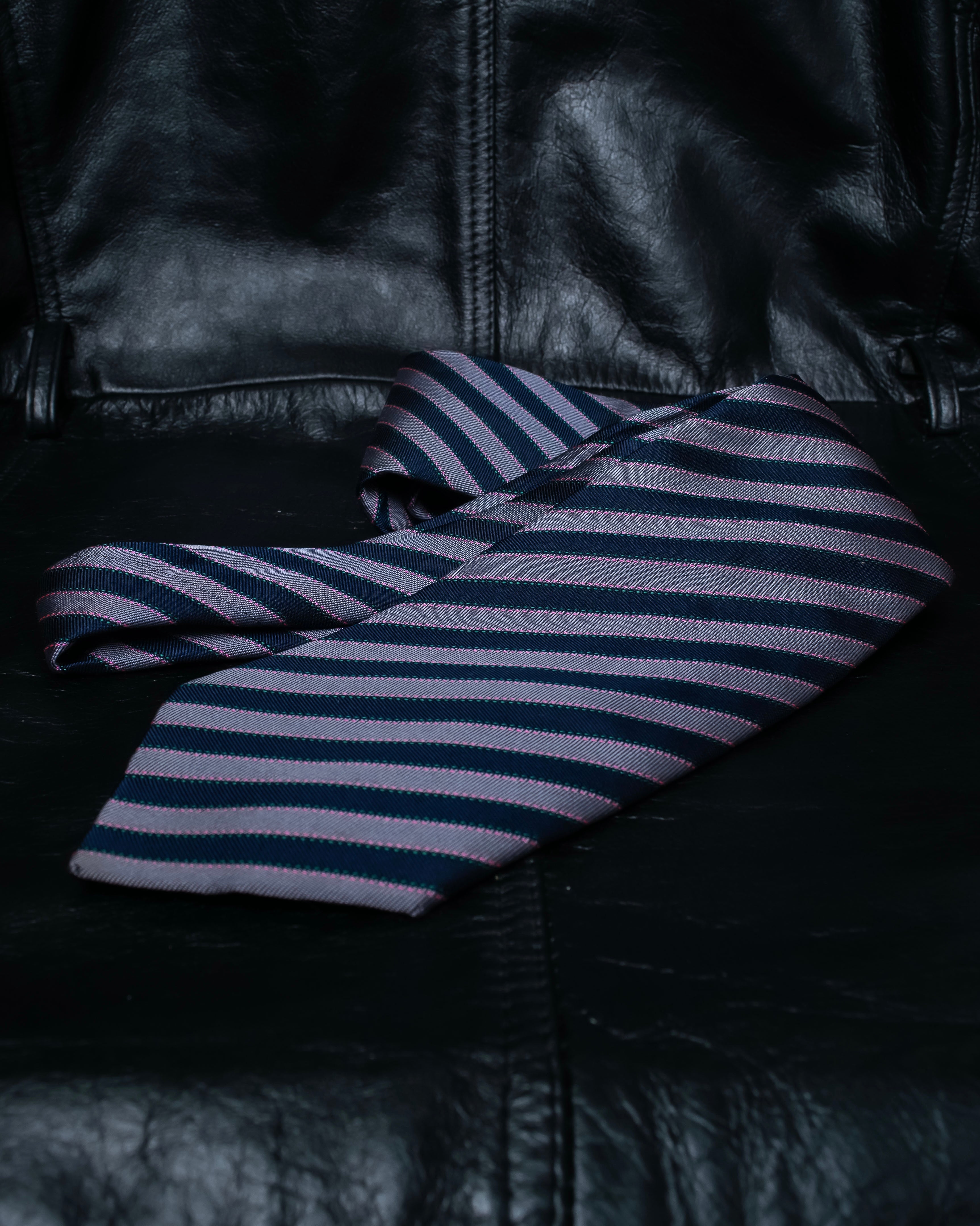 "HERMES" Pink accent regimental tie