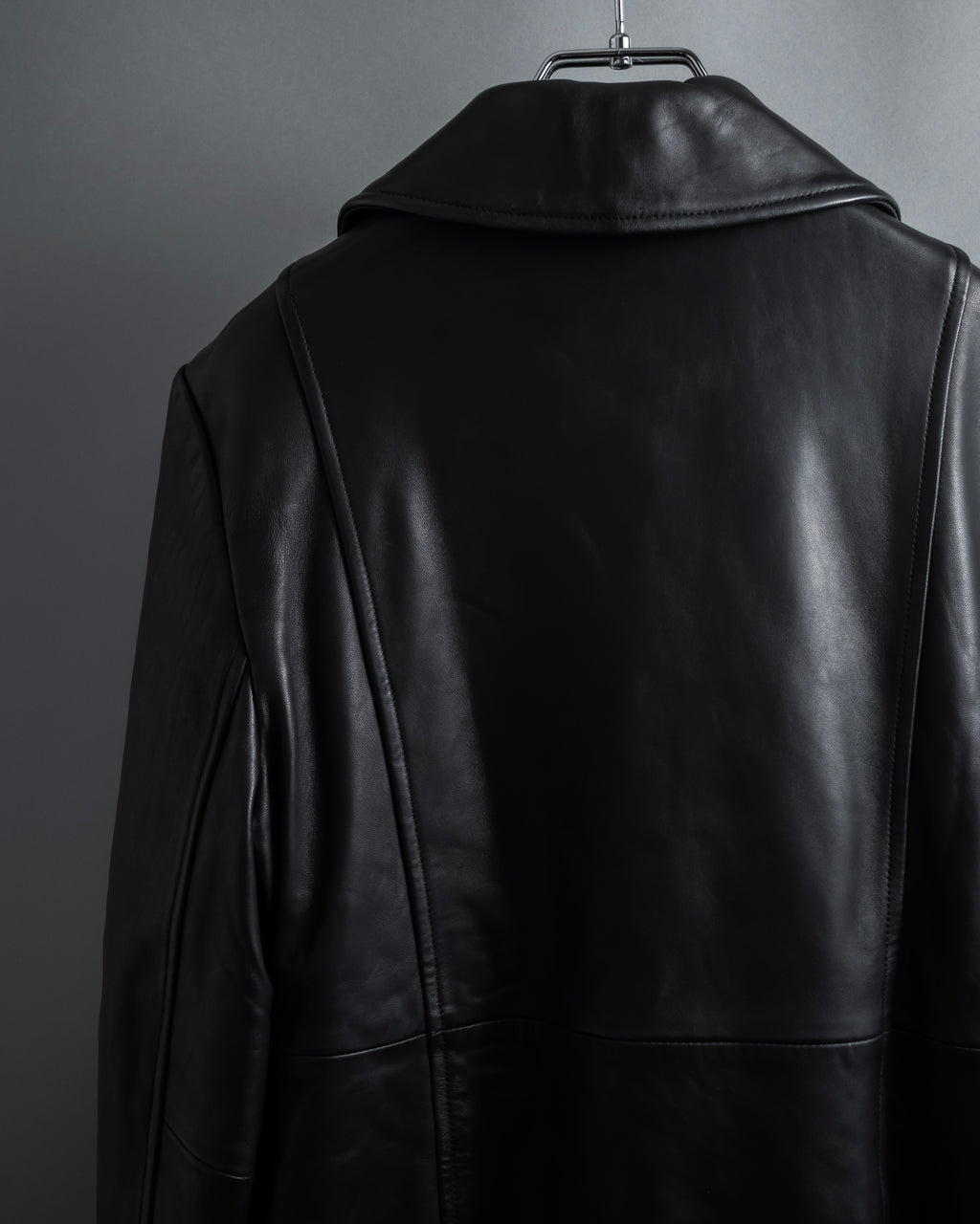 "COACH" Double-breasted panel work design leather coat