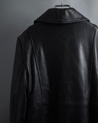 "COACH" Double-breasted panel work design leather coat