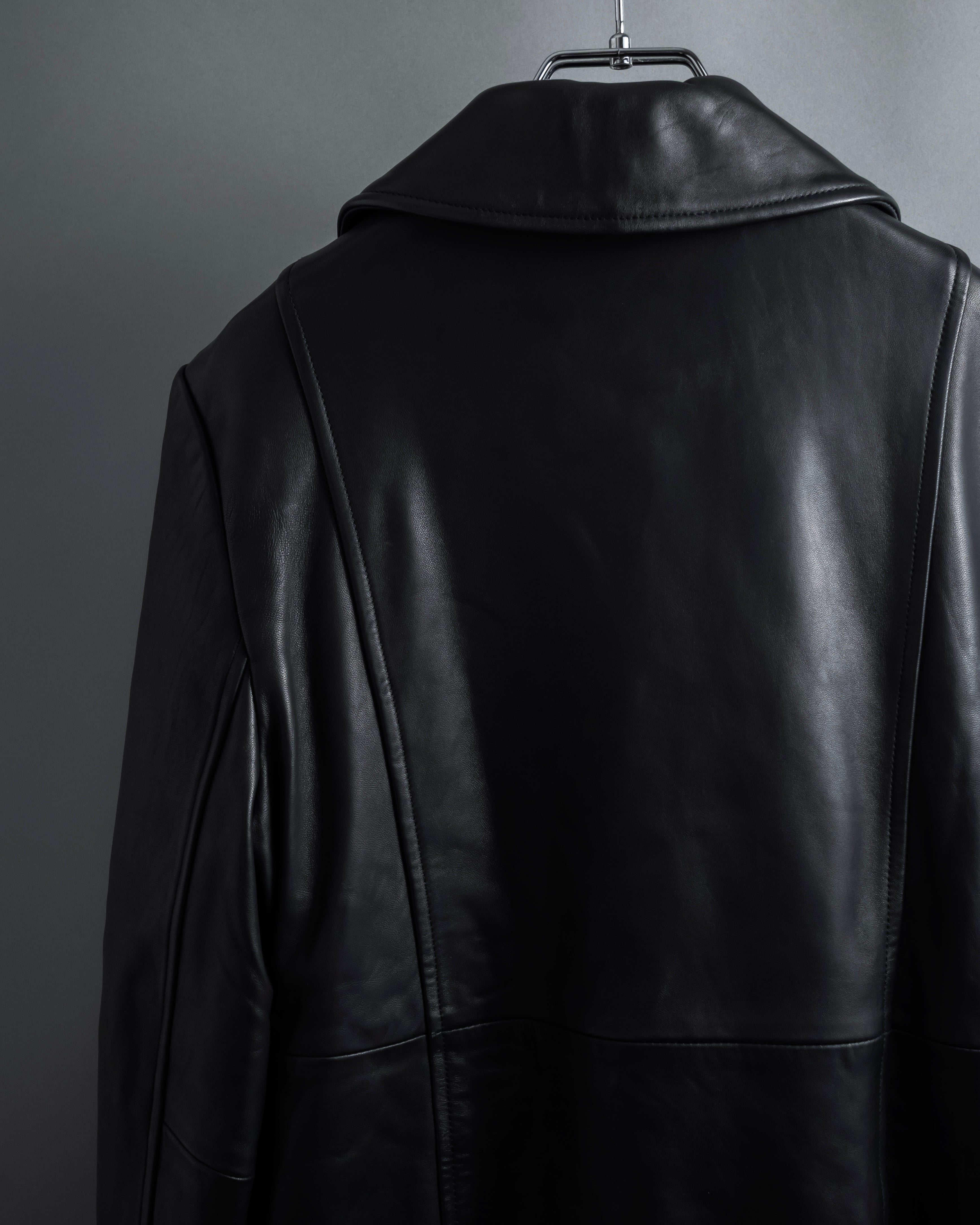 "COACH" Double-breasted panel work design leather coat