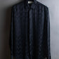 "Saint Laurent Paris" Geometric pattern fly front silk shirt