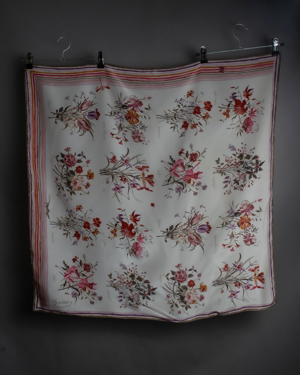 “GUCCI” Botanical printed silk scarf