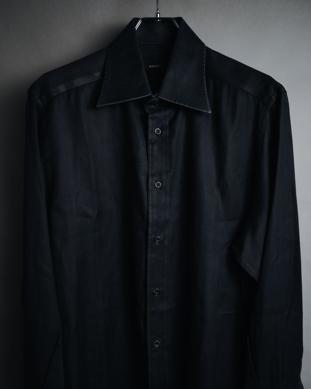 "GUCCI" 2008-2010 Herringbone wide collar dress shirt