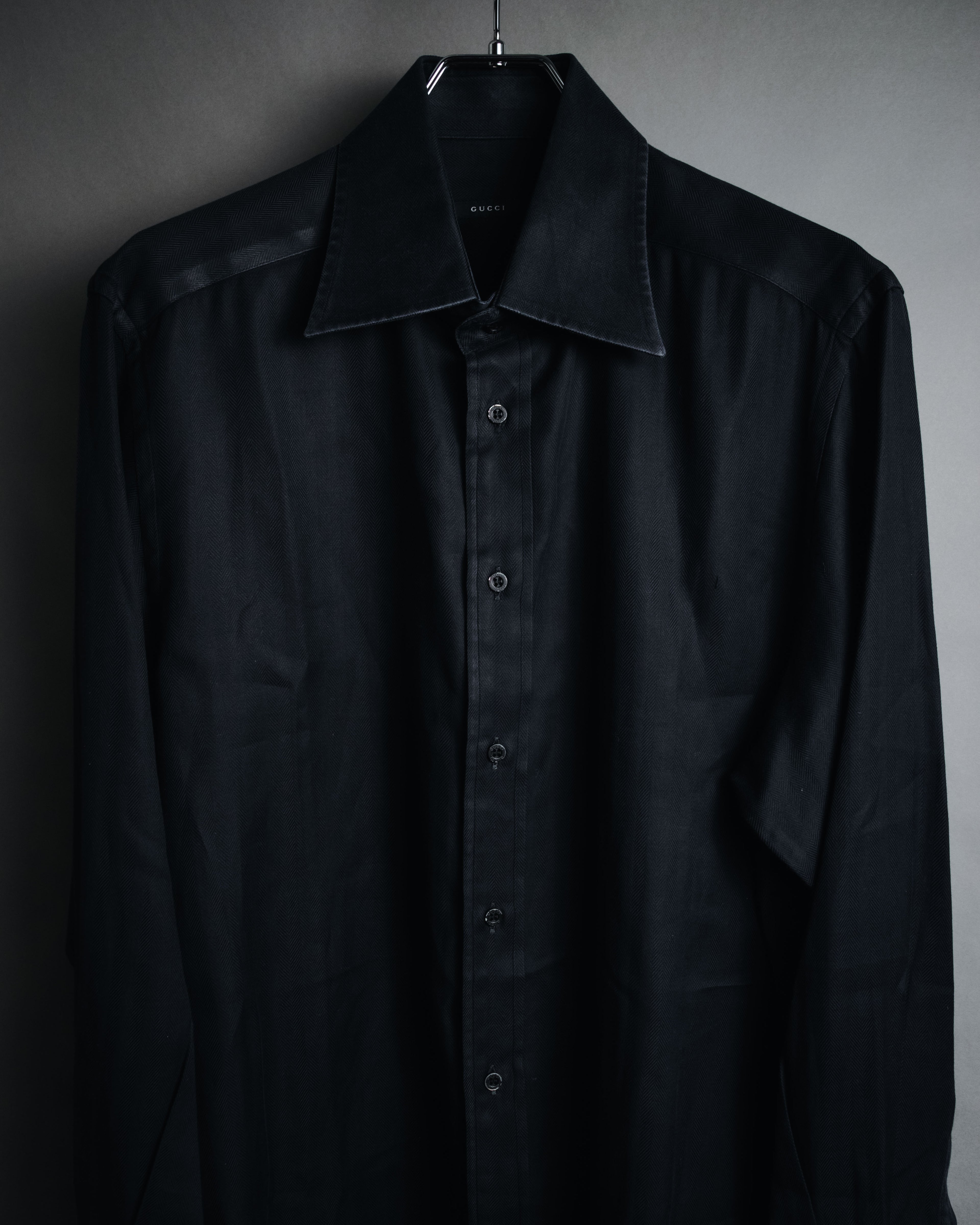 "GUCCI" 2008-2010 Herringbone wide collar dress shirt