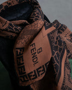 "FENDI" Logo engraved lace motif scarf