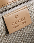 "GUCCI" Duilio brogue brown leather shoulder bag