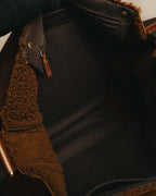 -SPECIAL- "Yves Saint Laurent" 00's Luxurious shearling double buckle messenger bag