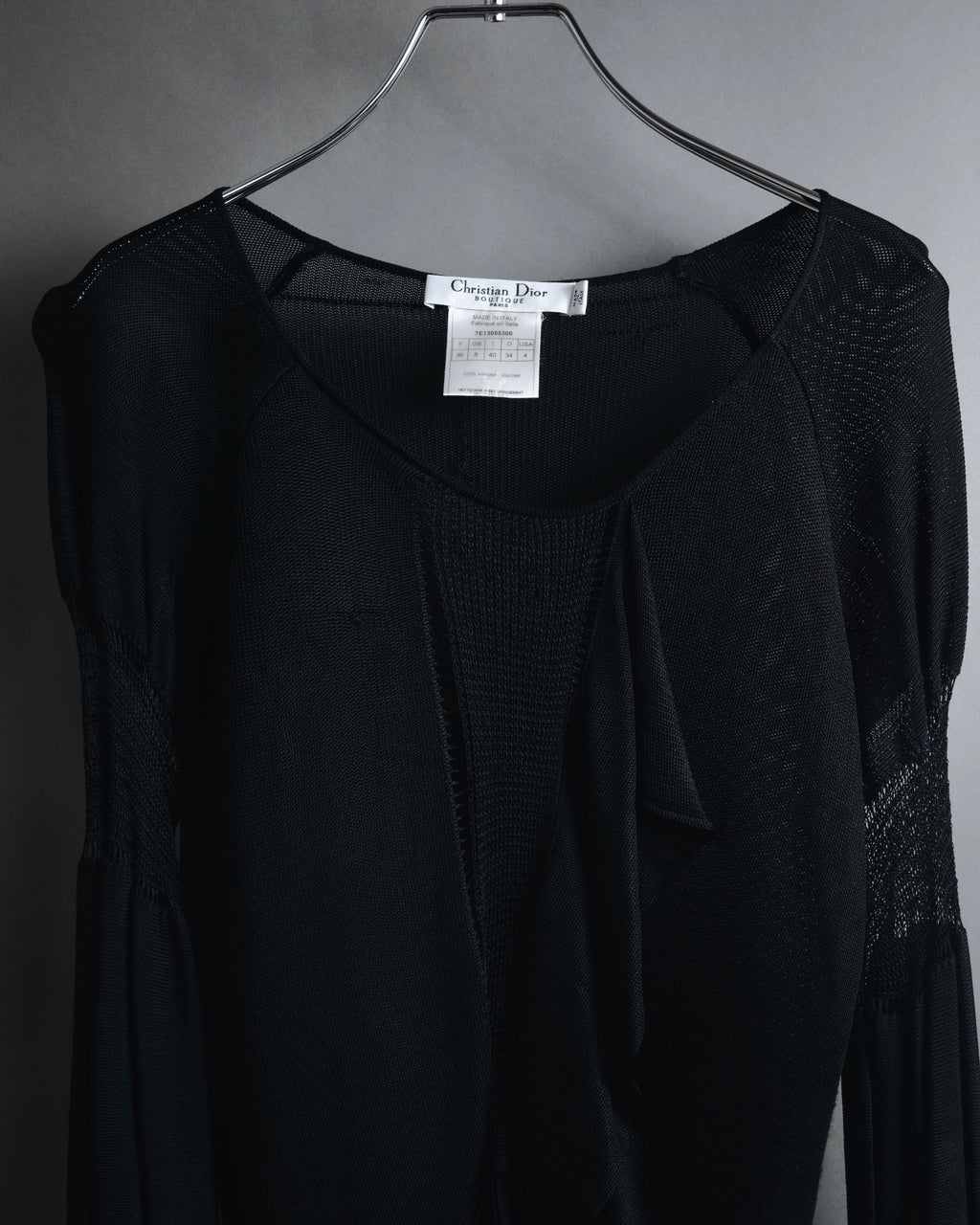 "Christian Dior BOUTIQUE" 2007’s draped viscose mesh-panel pullover