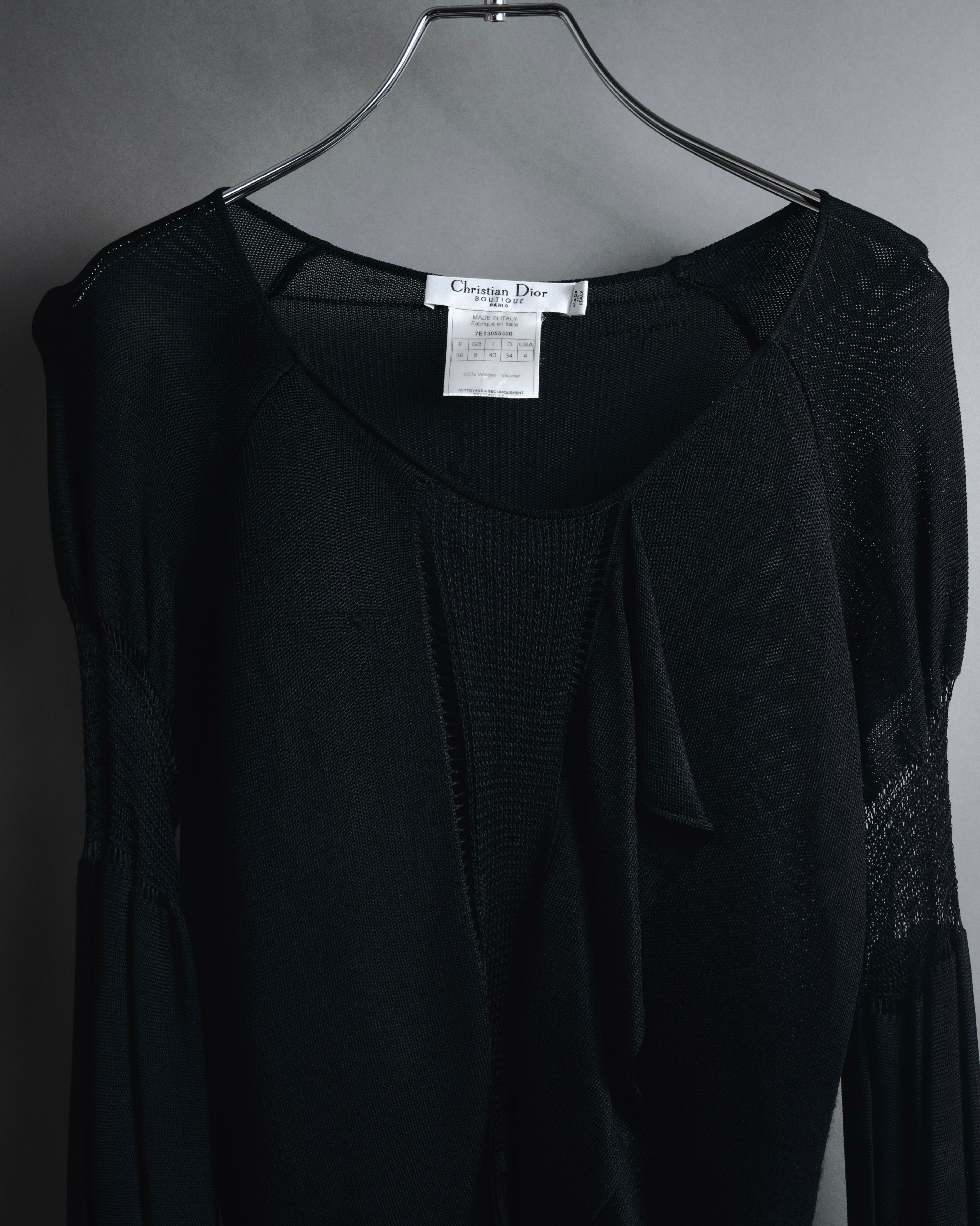 "Christian Dior BOUTIQUE" 2007’s draped viscose mesh-panel pullover