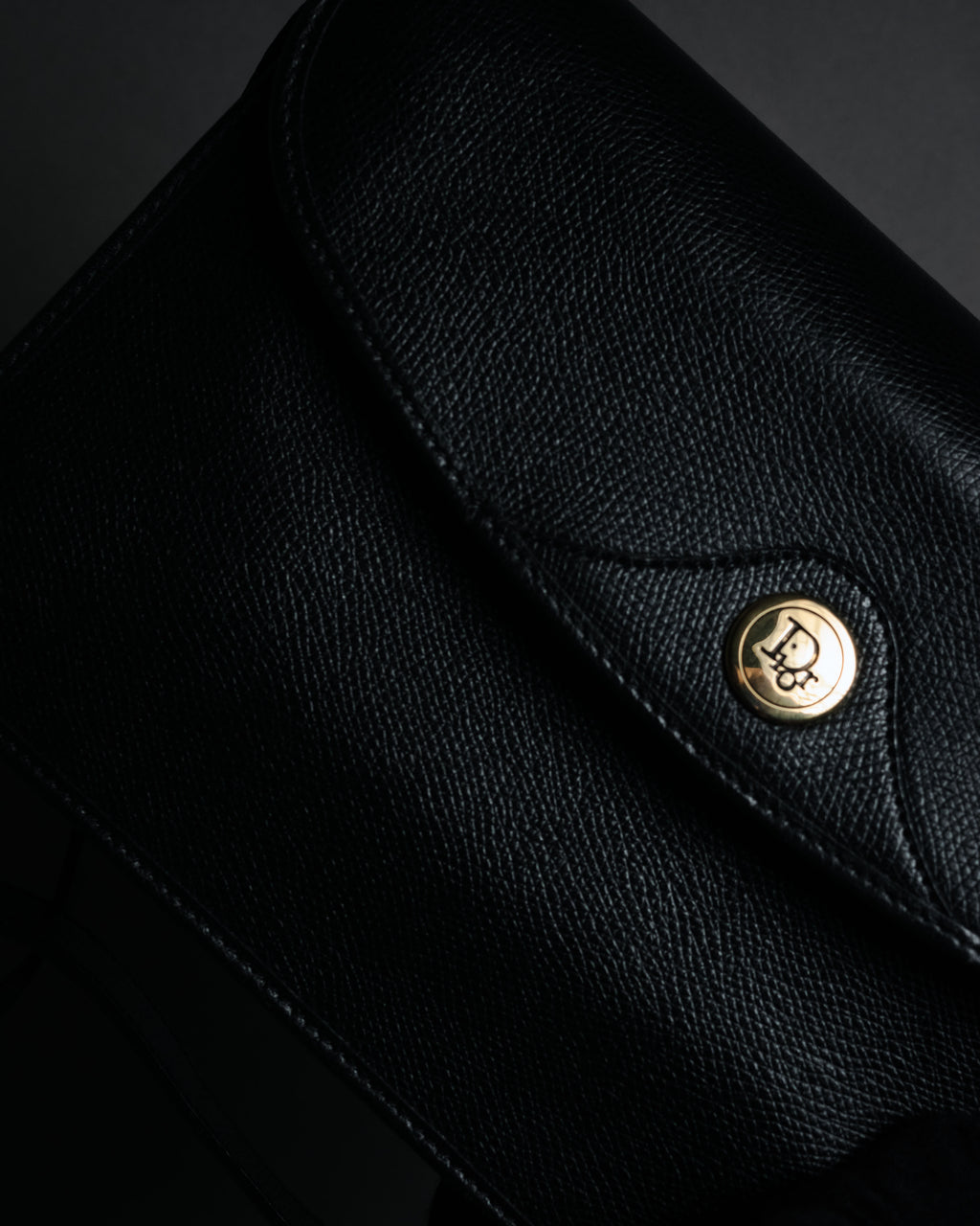 "Christian Dior" 80’s structured grained leather flap shoulder bag
