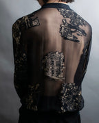 "HERMES" Embroidered design see through cardigan