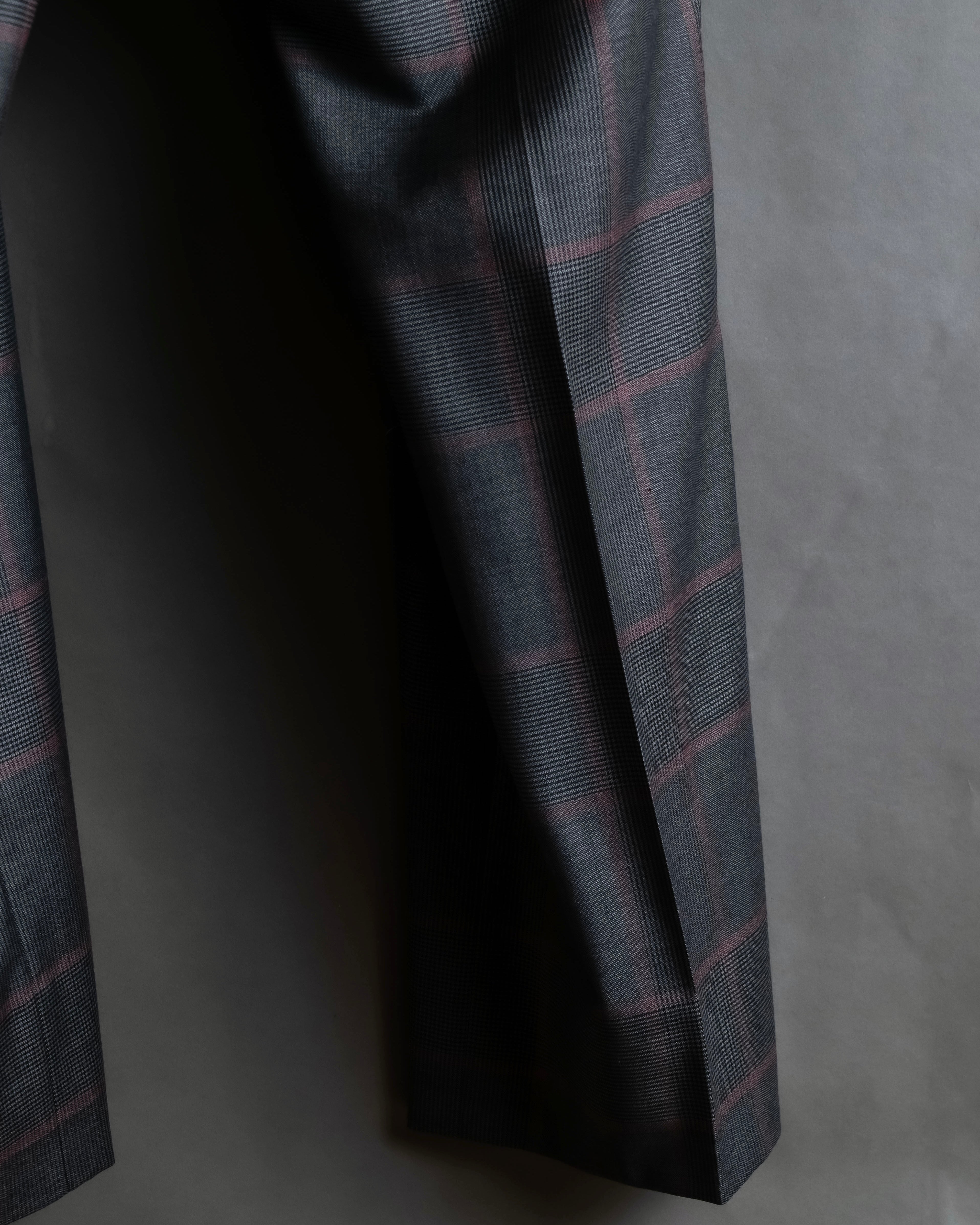 "GUCCI" Glen plaid wool wide tapered slacks