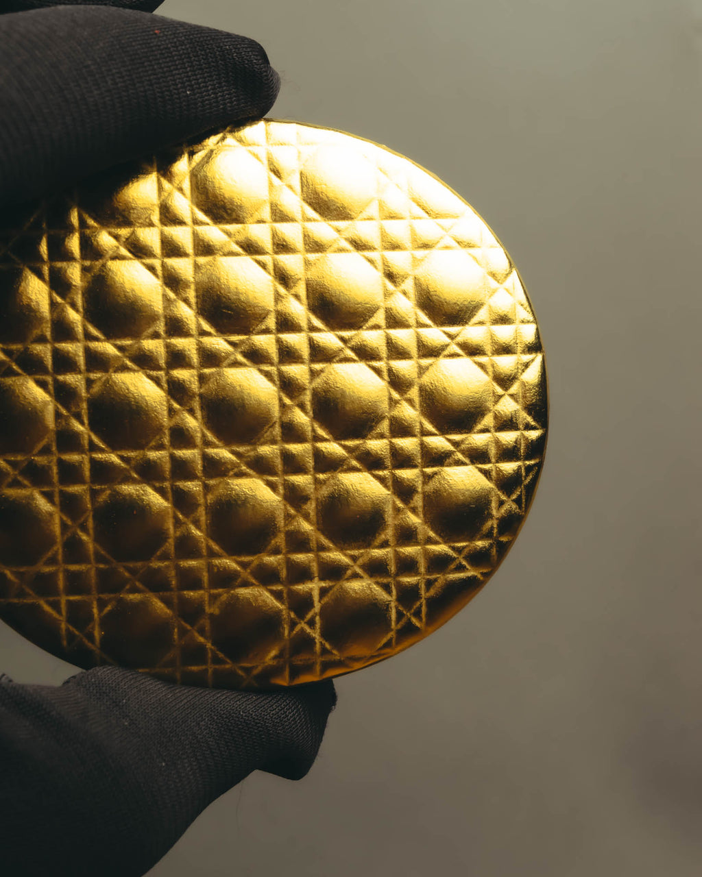 "Christian Dior" Gold cannage compact mirror