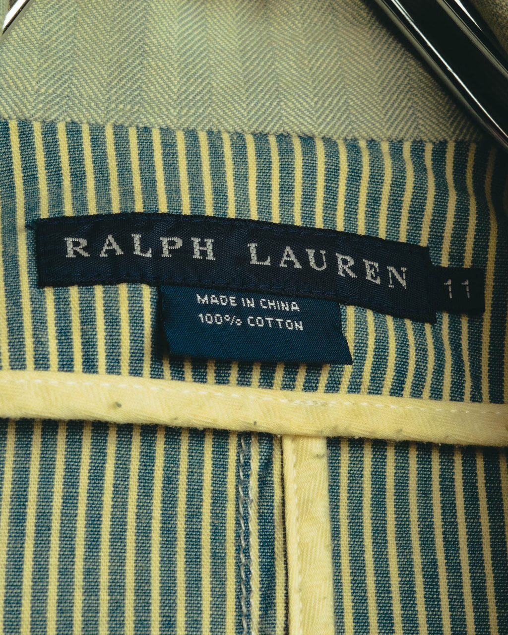 -SPECIAL- "Ralph Lauren" 00's Hickory stripe cotton double-breasted marine jacket