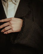 –SPECIAL– "tricot COMME des GARÇONS" 2004AW Fringed cut-off boiled wool tailored jacket