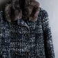 "Weekend Max Mara" Fur trimmed design collar tweed flare coat