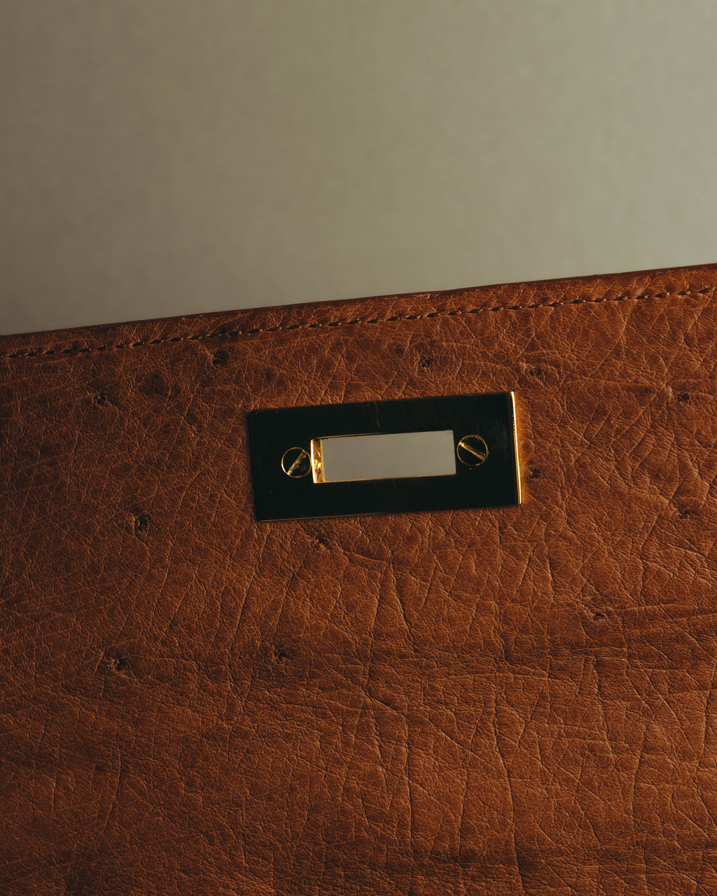 "JARDIN DES SACS" 80's-90's Structured ostrich leather top handle bag
